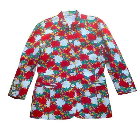 ESCADA by Margaretha Ley Multicolored Floral Button Down Jacket LARGE - Picture 1 of 15